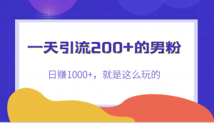 一天引流200+的男粉，日赚1000+，就是这么玩的-吾藏分享