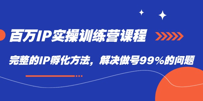 百万IP实战训练营课程，完整的IP孵化方法，解决做号99%的问题-吾藏分享