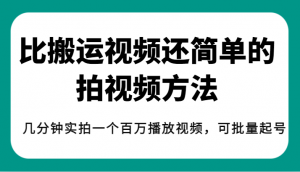 揭秘！比搬运视频还简单的拍视频方法，几分钟实拍一个百万播放视频，可批量起号-吾藏分享