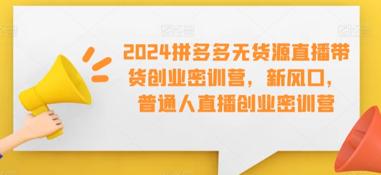 2024拼多多无货源直播带货创业密训营，新风口，普通人直播创业密训营-吾藏分享