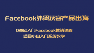 Facebook外贸获客产品出海，0基础入门Facebook营销课程，适合小白入门系统教学-吾藏分享