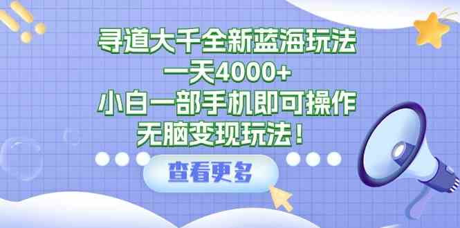 寻道大千全新蓝海玩法，一天4000+，小白一部手机即可操作，无脑变现玩法！-吾藏分享