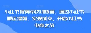 小红书混剪带货训练营，通过小红书搬运混剪，实现成交，开启小红书电商之旅-吾藏分享