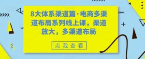 八大体系渠道篇·电商多渠道布局系列线上课，渠道放大，多渠道布局-吾藏分享