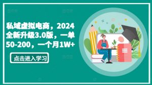 私域虚拟电商，2024全新升级3.0版，一单50-200，一个月1W+-吾藏分享