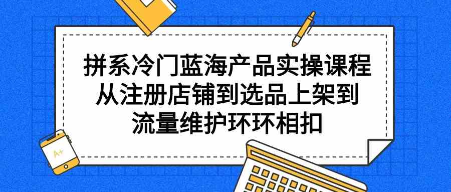 拼系冷门蓝海产品实操课程，从注册店铺到选品上架到流量维护环环相扣-吾藏分享