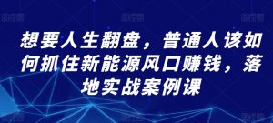 想要人生翻盘，普通人该如何抓住新能源风口赚钱，落地实战案例课-吾藏分享