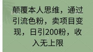 颠覆本人思维，通过引流色粉，卖项目变现，日引200粉，收入无上限-吾藏分享