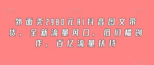 外面卖2980元AI抖音图文带货，全新流量风口，低们槛创作，百亿流量扶持-吾藏分享