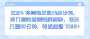 2024视频号流量分成计划，冷门监海赛道奇闻趣事，每天只需30分钟，轻松目赚 1000+-吾藏分享