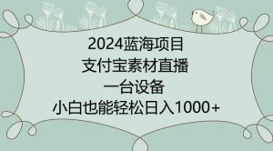 2024年蓝海项目，支付宝素材直播，无需出境，小白也能日入1000+ ，实操教程-吾藏分享