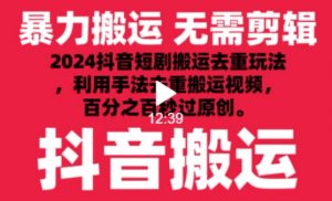 2024最新抖音搬运技术，抖音短剧视频去重，手法搬运，利用工具去重，达到秒过原创的效果-吾藏分享