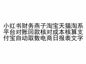 小红书财务燕子淘宝天猫淘系平台对账回款核对成本核算支付宝自动取数电商日报表-吾藏分享