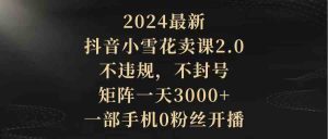 2024最新抖音小雪花卖课2.0 不违规 不封号 矩阵一天3000+一部手机0粉丝开播-吾藏分享