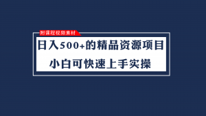 日入500+的虚拟精品资源项目 小白可快速上手实操（附课程视频素材）-吾藏分享