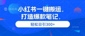 小红书一键搬运，打造爆款笔记，轻松日引300+-吾藏分享