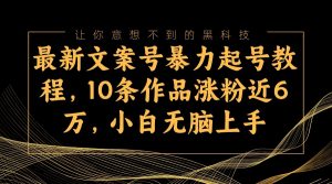 最新文案号暴力起号教程，10条作品涨粉近6万，小白无脑上手-吾藏分享