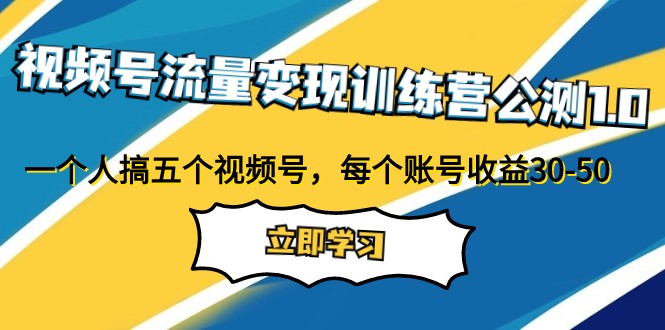 视频号流量变现训练营公测1.0：一个人搞五个视频号，每个账号收益30-50-吾藏分享