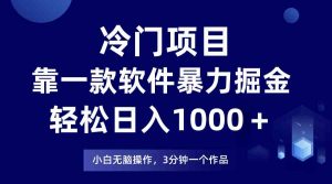 冷门项目，靠一款软件暴力掘金日入1000＋，小白轻松上手第二天见收益-吾藏分享