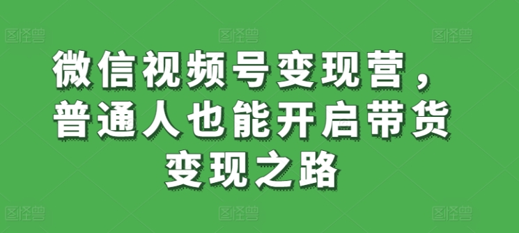 微信视频号变现营，普通人也能开启带货变现之路-吾藏分享