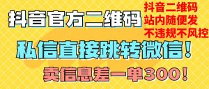 价值3000的技术！抖音二维码直跳微信！站内无限发不违规！-吾藏分享