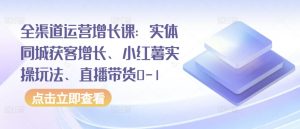 全渠道运营增长课：实体同城获客增长、小红薯实操玩法、直播带货0-1-吾藏分享