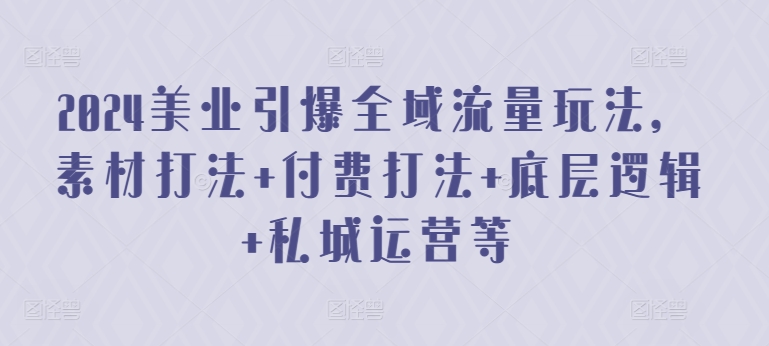 2024美业引爆全域流量玩法，素材打法 付费打法 底层逻辑 私城运营等-吾藏分享