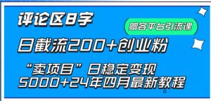 抖音评论区8字日截流200+创业粉 “卖项目”日稳定变现5000+-吾藏分享