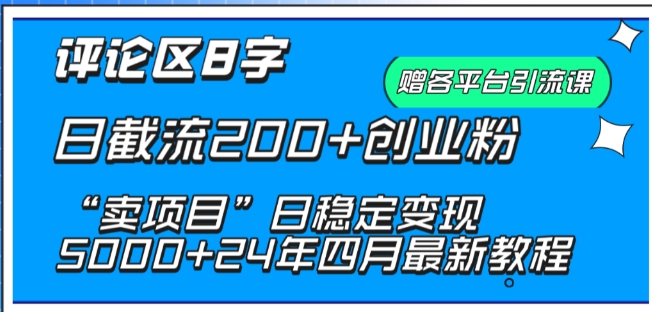 抖音评论区8字日截流200+创业粉 “卖项目”日稳定变现5000+-吾藏分享