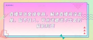 直播带货全域电商，解决直播间没流量，留不住人，亏米送都送不出去的尴尬局面-吾藏分享