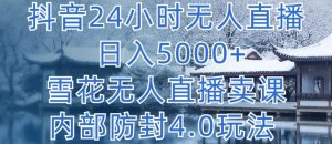 抖音24小时无人直播 日入5000+，雪花无人直播卖课，内部防封4.0玩法-吾藏分享