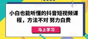 小白也能听懂的抖音短视频课程，方法不对 努力白费-吾藏分享