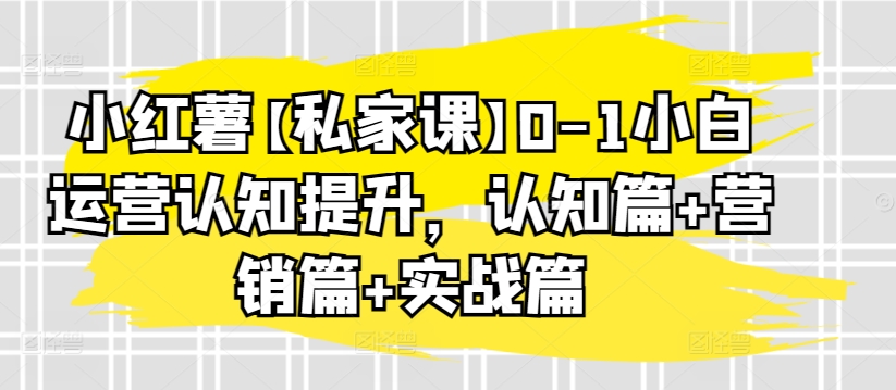 小红薯【私家课】0-1小白运营认知提升，认知篇+营销篇+实战篇-吾藏分享