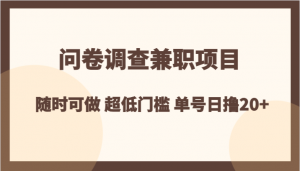 问卷调查兼职项目，随时可做 超低门槛 单号日撸20+-吾藏分享