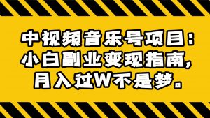 中视频音乐号项目：小白副业变现指南，月入过W不是梦。-吾藏分享