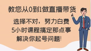 教您从0到1做直播带货，选择不对，努力白费，5小时课程搞定那点事，解决你起号问题！-吾藏分享