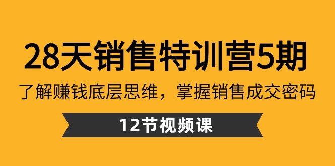 28天销售特训营5期：了解赚钱底层思维，掌握销售成交密码（12节课）-吾藏分享