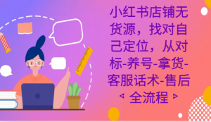 小红书店铺无货源课程，找对自己定位，从对标-养号-拿货-客服话术-售后全流程-吾藏分享