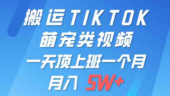 一键搬运TIKTOK萌宠类视频 一部手机即可操作 所有平台均可发布 轻松月入5W+-吾藏分享