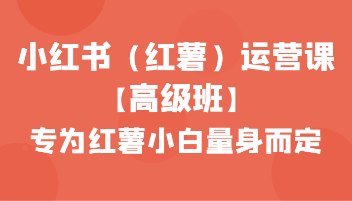 小红书（红薯）运营课【高级班】，专为红薯小白量身而定（42节课）-吾藏分享