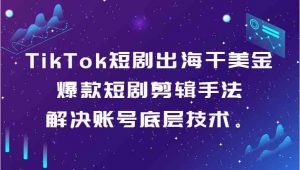 TikTok短剧出海干美金-爆款短剧剪辑手法，解决账号底层技术。-吾藏分享