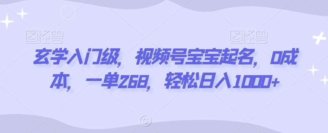 玄学入门级，视频号宝宝起名，0成本，一单268，轻松日入1000+【揭秘】-吾藏分享