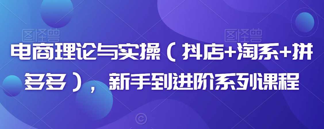 电商理论与实操（抖店+淘系+拼多多），新手到进阶系列课程-吾藏分享