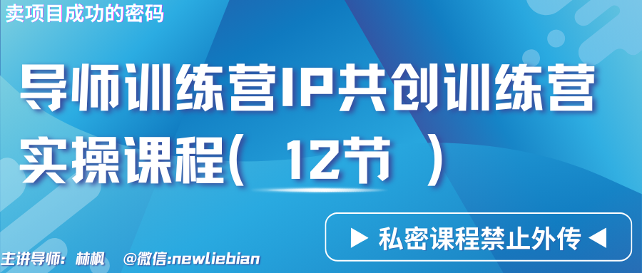 导师训练营3.0IP共创训练营私密实操课程（12节）-卖项目的密码成功秘诀-吾藏分享