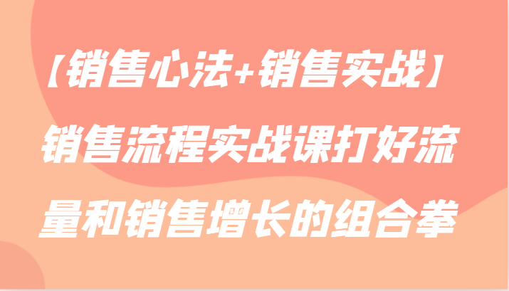 【销售心法+销售实战】销售流程实战课打好流量和销售增长的组合拳-吾藏分享