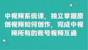 中视频系统课，独立掌握原创视频如何创作，完成中视频所有的账号视频互通-吾藏分享