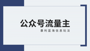 公众号流量主蓝海项目全新玩法攻略：30天收益42174元，送教程-吾藏分享