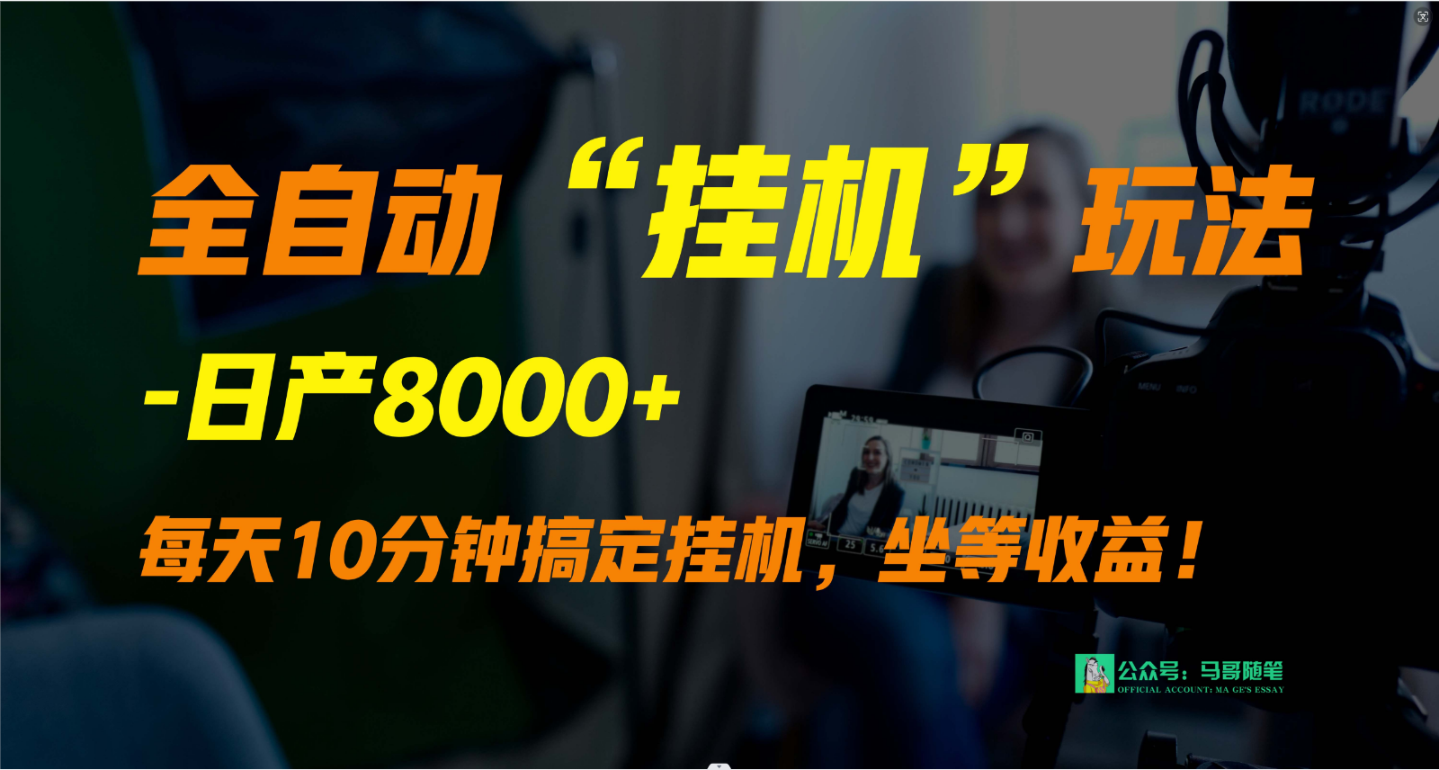 外面卖1980的全自动“挂机”玩法，实现睡后收入，日产8000+-吾藏分享