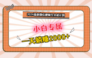 2024最新微信视频号分成计划，对新人友好，一天躺赚2000+-吾藏分享