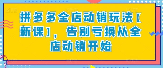 拼多多全店动销玩法【新课】，告别亏损从全店动销开始-吾藏分享